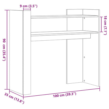 Wandtafel 100x35x90 cm bewerkt hout wit