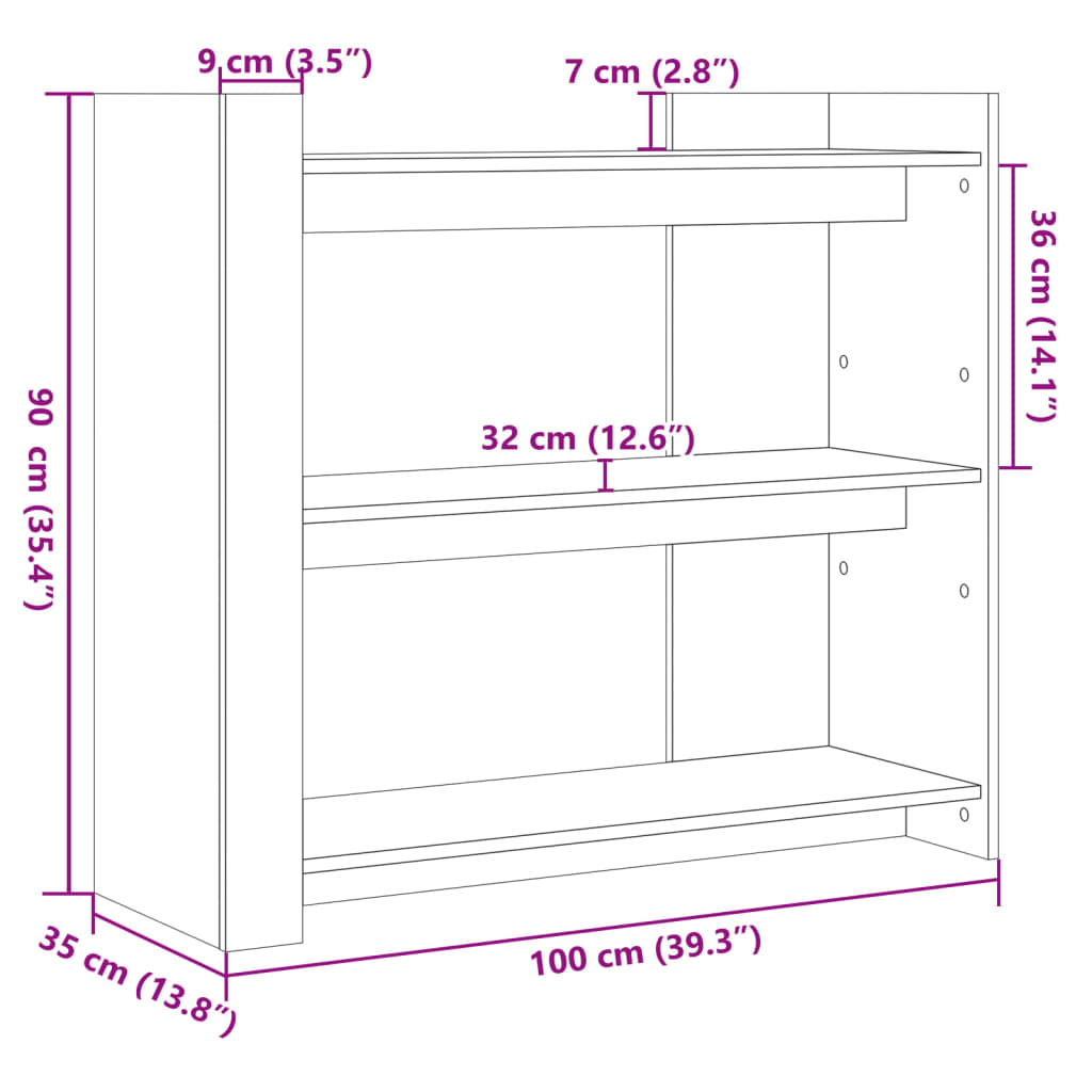 Wandtafel 100x35x90 cm bewerkt hout wit