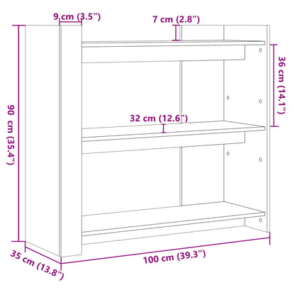 Wandtafel 100x35x90 cm bewerkt hout wit