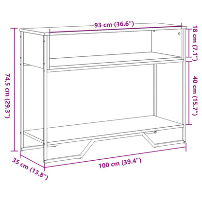 Wandtafel 100x35x74,5 cm bewerkt hout bruin eikenkleurig