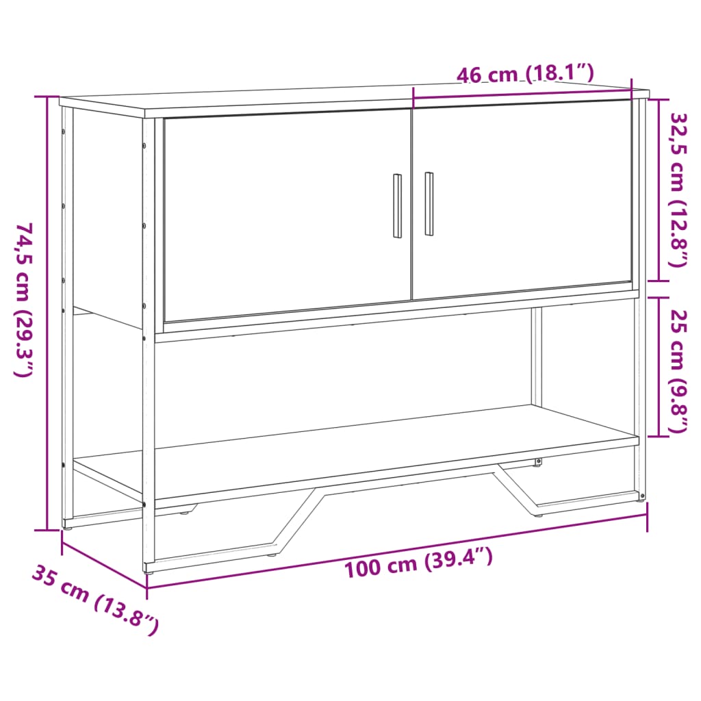 Wandtafel 100x35x74,5 cm bewerkt hout zwart