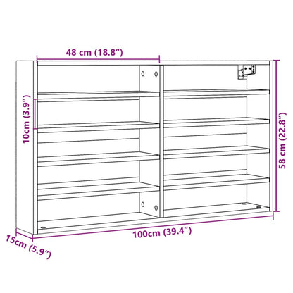 Vitrinekast 100x15x58 cm bewerkt hout wit