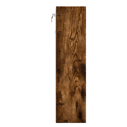 Vitrinekast 100x15x58 cm bewerkt hout gerookt eikenkleurig