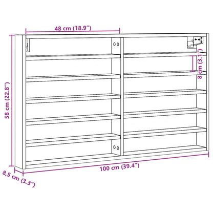 Vitrinekast 100x8,5x58 cm bewerkt hout sonoma eikenkleurig