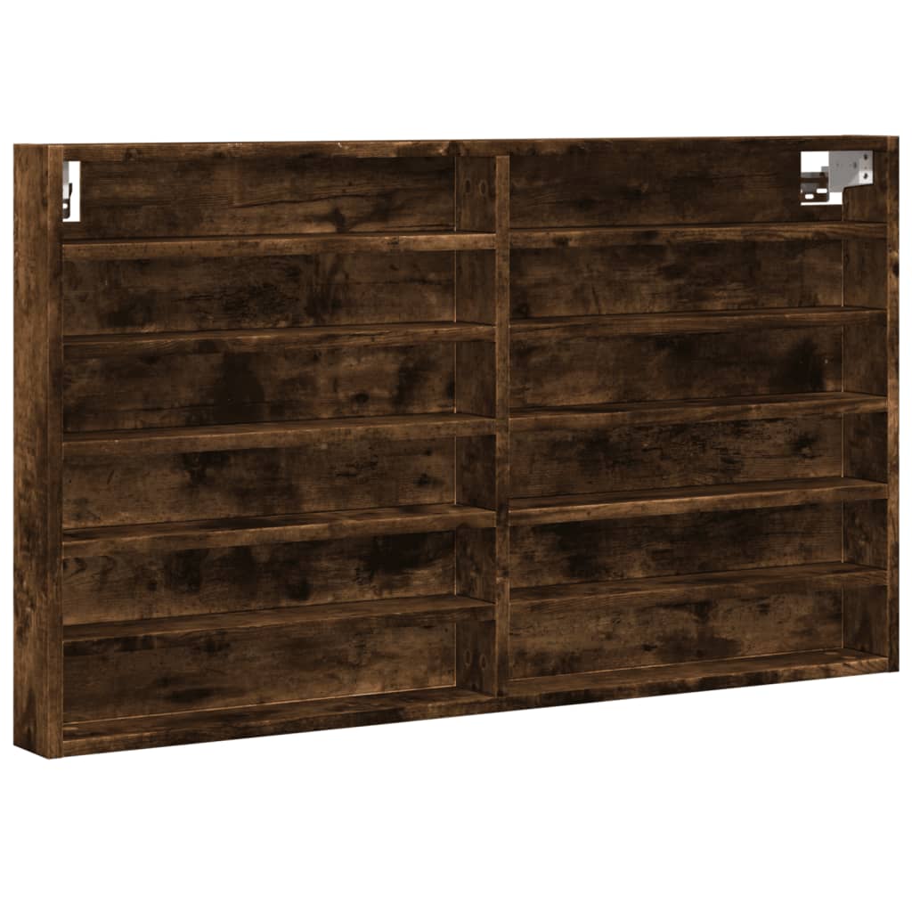 Vitrinekast 100x8,5x58 cm bewerkt hout gerookt eikenkleurig