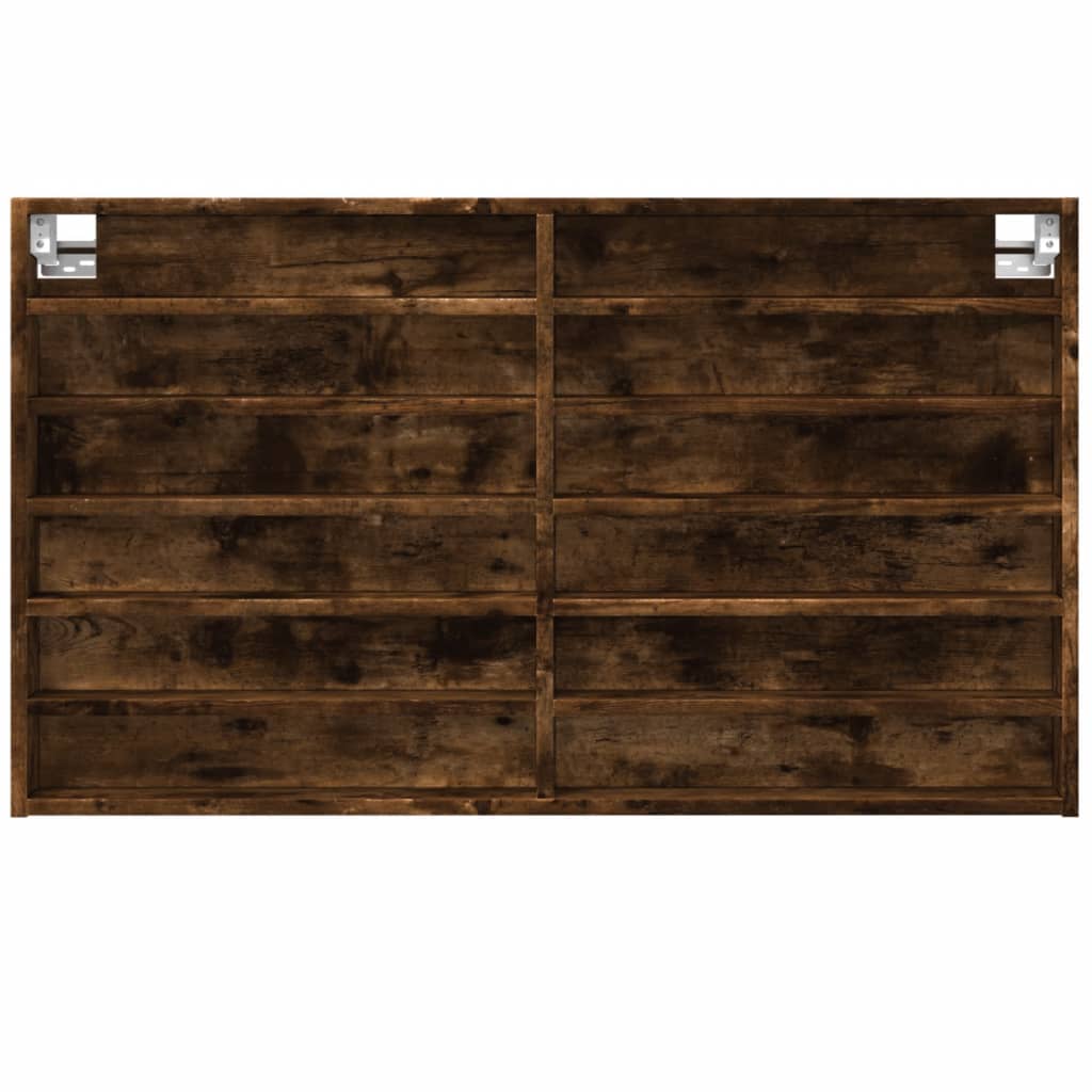 Vitrinekast 100x8,5x58 cm bewerkt hout gerookt eikenkleurig