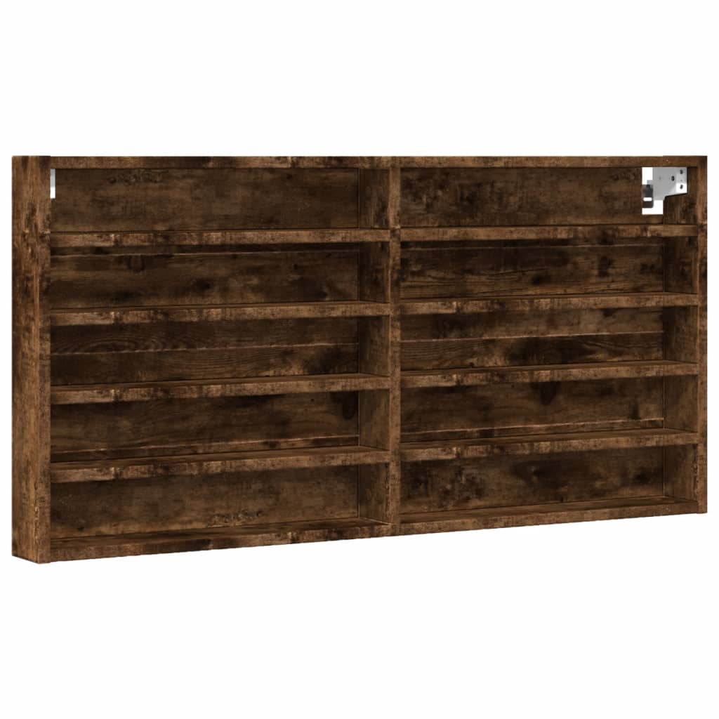 Vitrinekast 100x8,5x50 cm bewerkt hout gerookt eikenkleurig