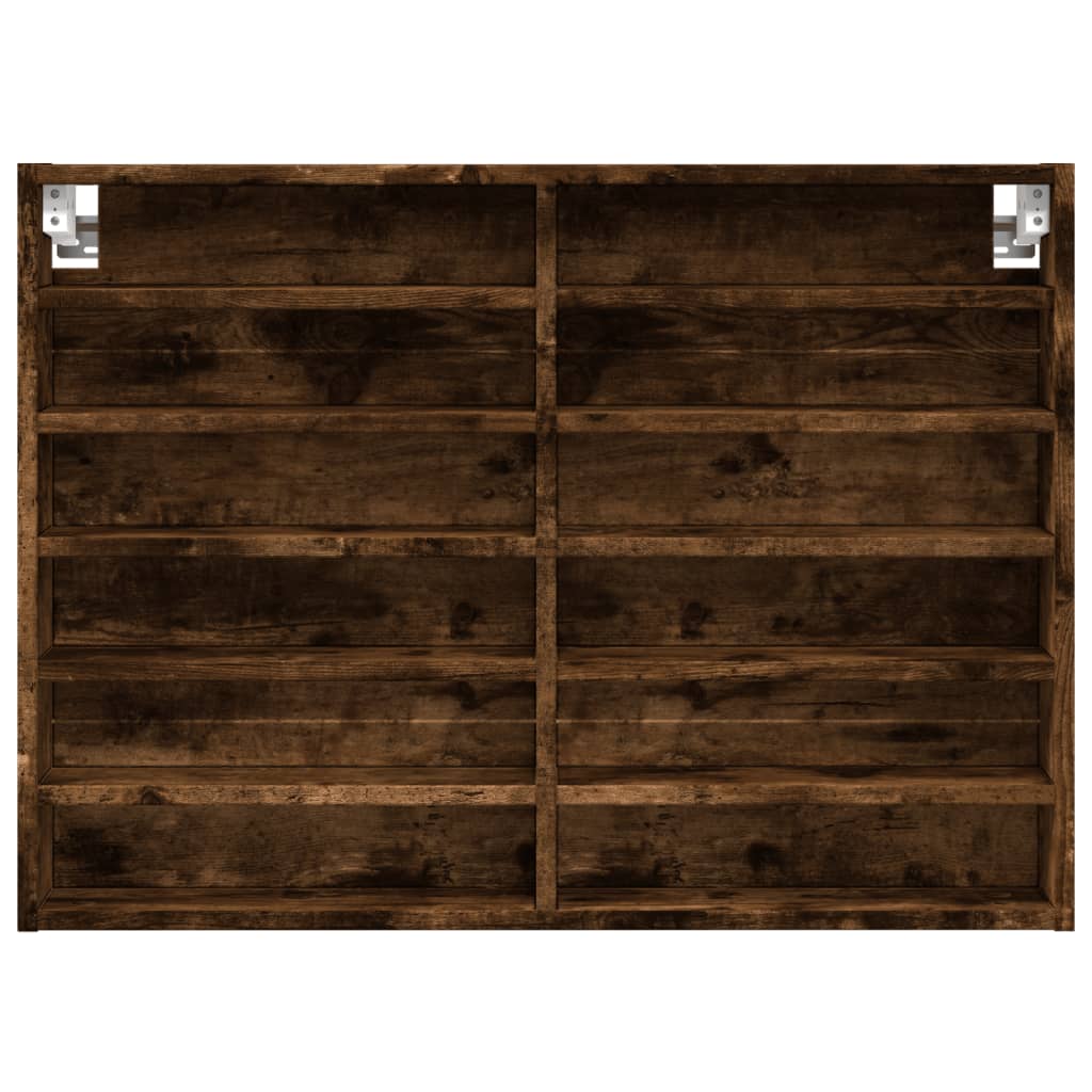 Vitrinekast 80x8,5x58 cm bewerkt hout gerookt eikenkleurig