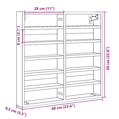 Vitrinekast 60x8,5x58 cm bewerkt hout wit