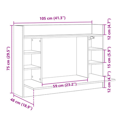 Wandbureau 105x48x75 cm bewerkt hout betongrijs