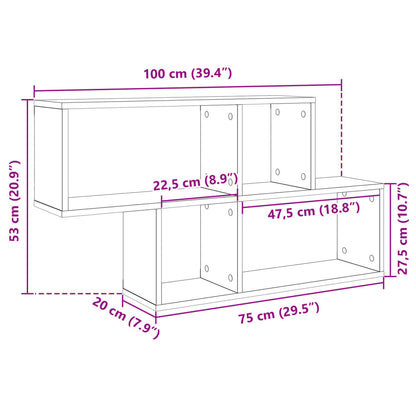 Wandschap 100x20x53 cm bewerkt hout zwart