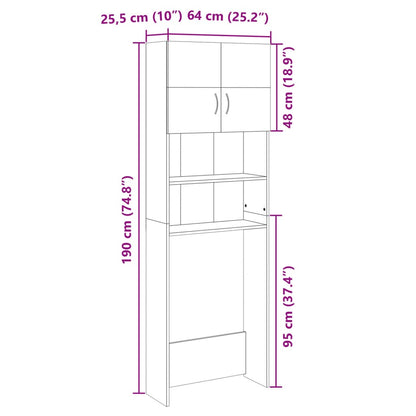 Wasmachinekast 64x25,5x190 cm bewerkt hout sonoma eikenkleurig