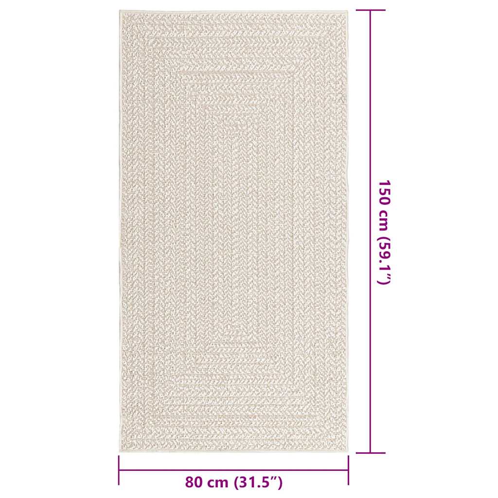 Vloerkleed ZIZUR room binnen en buiten 80x150 cm jute look