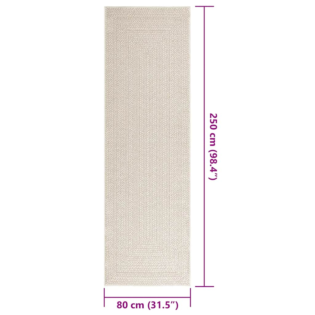 Vloerkleed ZIZUR room binnen en buiten 80x250 cm jute look