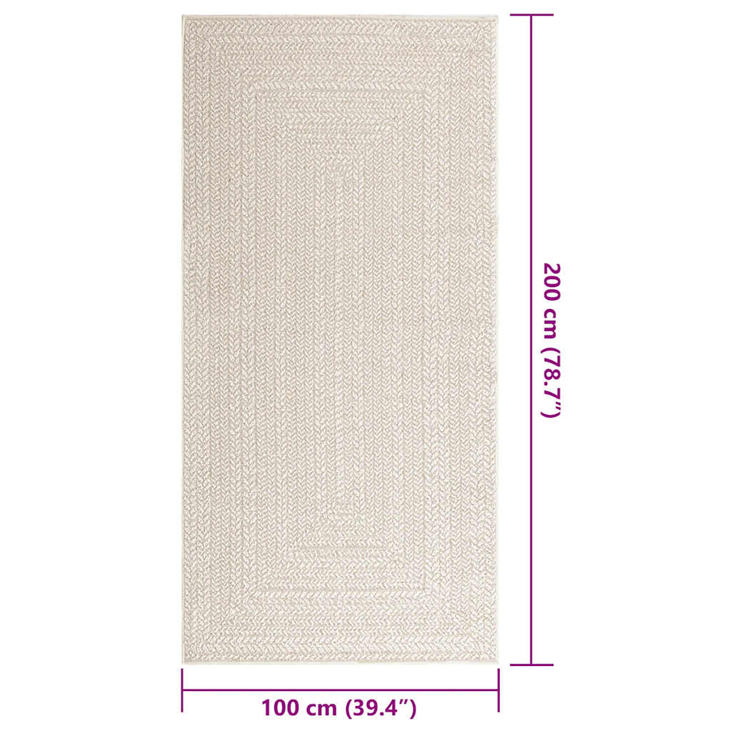 Vloerkleed ZIZUR room binnen en buiten 100x200 cm jute look