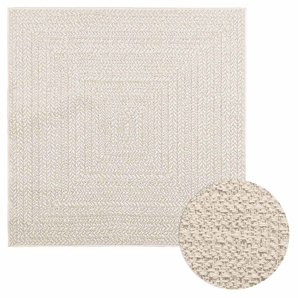 Vloerkleed ZIZUR room binnen en buiten 120x120 cm jute look