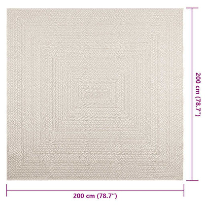 Vloerkleed ZIZUR room binnen en buiten 200x200 cm jute look