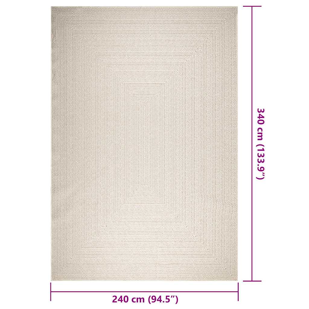 Vloerkleed ZIZUR room binnen en buiten 240x340 cm jute look