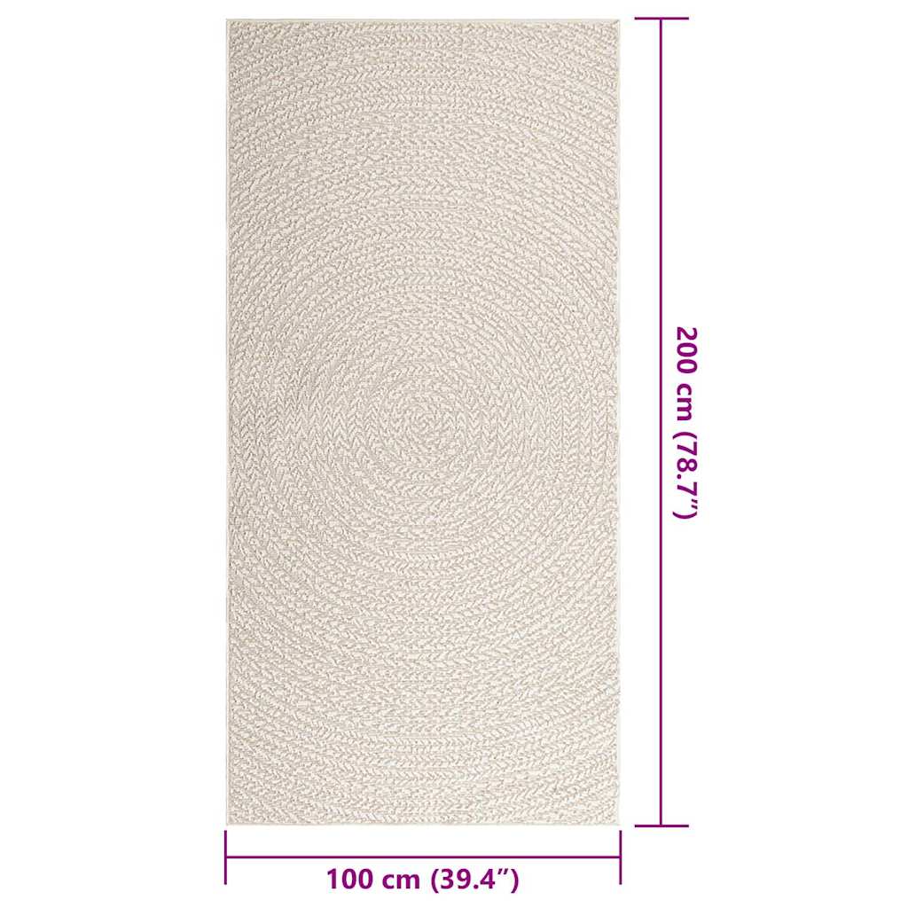 Vloerkleed ZIZUR room binnen en buiten 100x200 cm jute look