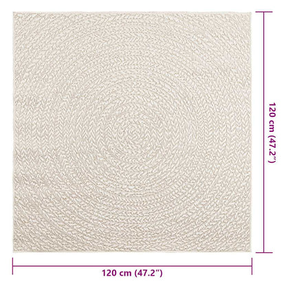 Vloerkleed ZIZUR room binnen en buiten 120x120 cm jute look