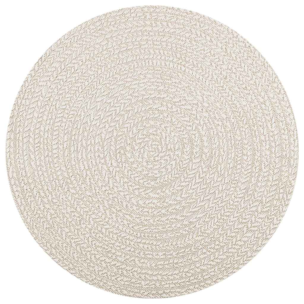 Vloerkleed ZIZUR crème binnen en buiten Ø 120 cm jute look