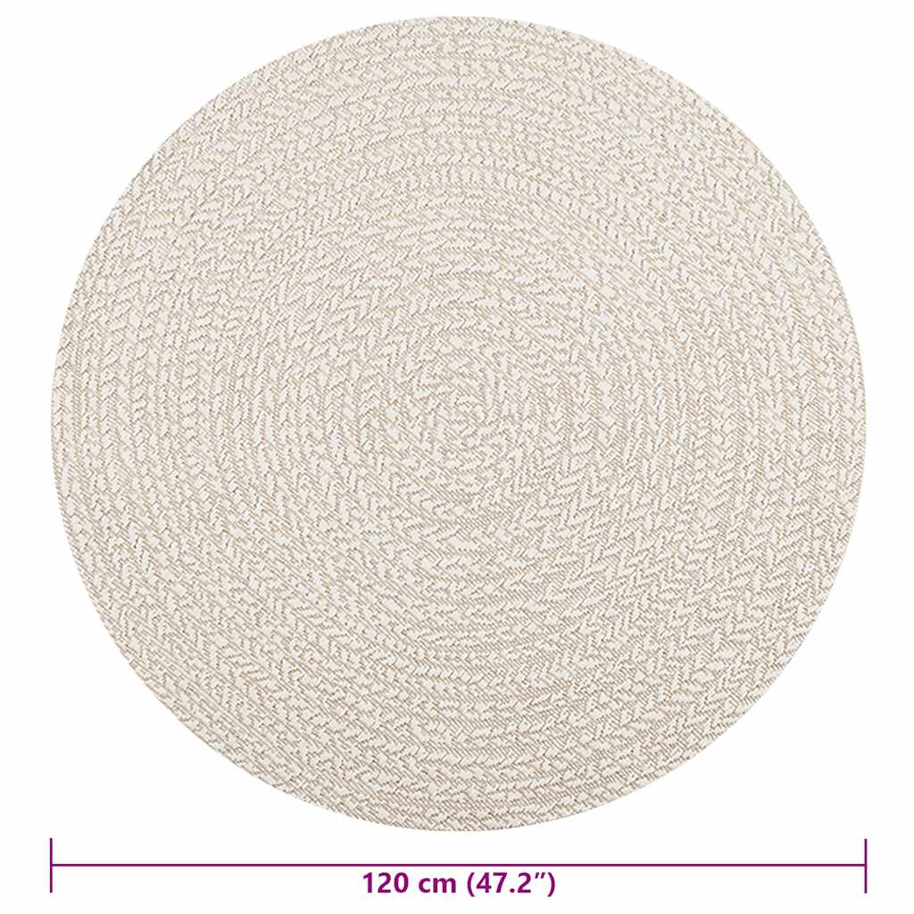 Vloerkleed ZIZUR crème binnen en buiten Ø 120 cm jute look