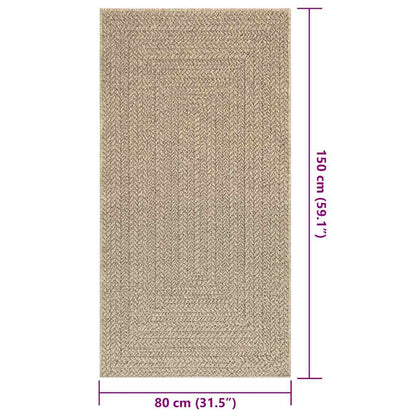 Vloerkleed ZIZUR beige binnen en buiten 80x150 cm jute look