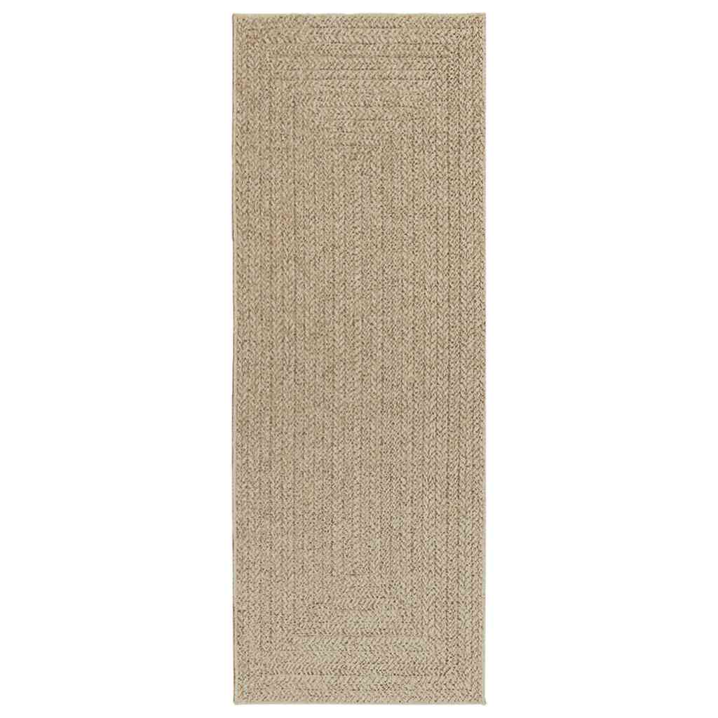 Vloerkleed ZIZUR beige binnen en buiten 80x200 cm jute look