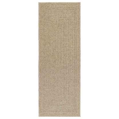 Vloerkleed ZIZUR beige binnen en buiten 80x200 cm jute look