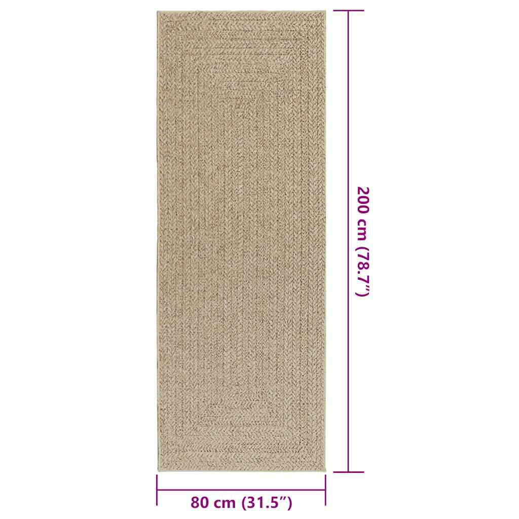 Vloerkleed ZIZUR beige binnen en buiten 80x200 cm jute look