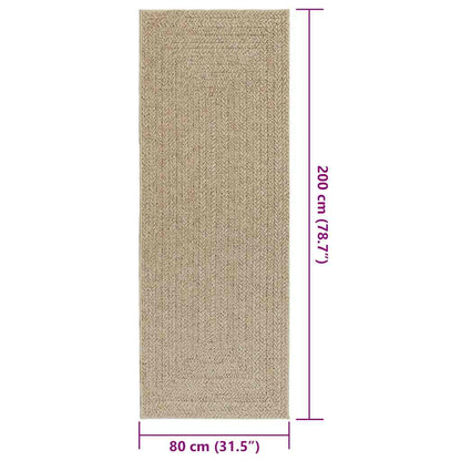 Vloerkleed ZIZUR beige binnen en buiten 80x200 cm jute look