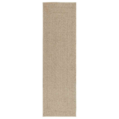 Vloerkleed ZIZUR beige binnen en buiten 80x250 cm jute look