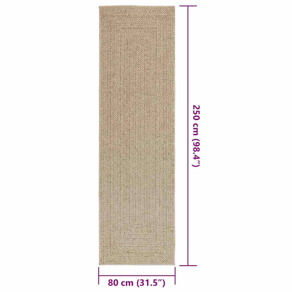 Vloerkleed ZIZUR beige binnen en buiten 80x250 cm jute look