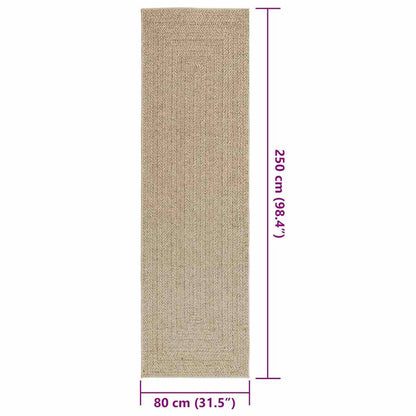 Vloerkleed ZIZUR beige binnen en buiten 80x250 cm jute look