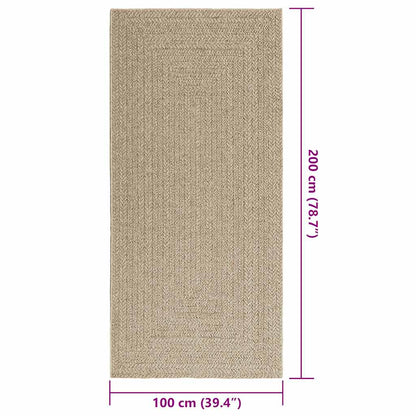 Vloerkleed ZIZUR beige binnen en buiten 100x200 cm jute look