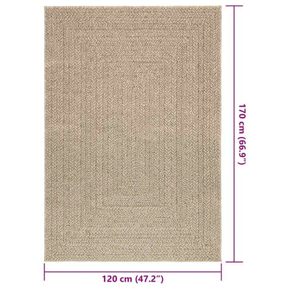 Vloerkleed ZIZUR beige binnen en buiten 120x170 cm jute look