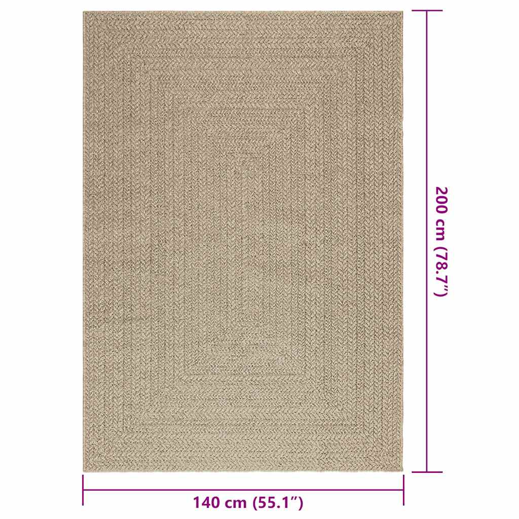 Vloerkleed ZIZUR beige binnen en buiten 140x200 cm jute look