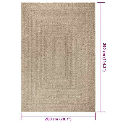 Vloerkleed ZIZUR beige binnen en buiten 200x290 cm jute look