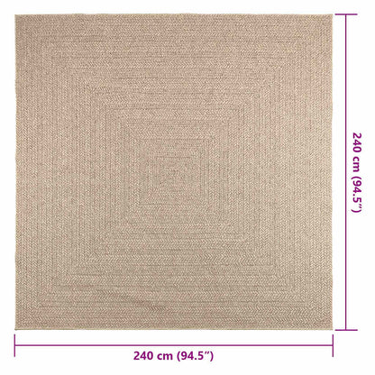 Vloerkleed ZIZUR beige binnen en buiten 240x240 cm jute look