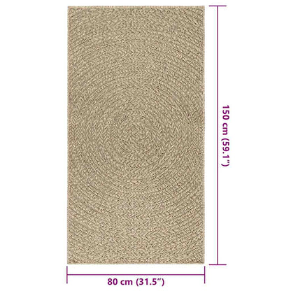 Vloerkleed ZIZUR beige binnen en buiten 80x150 cm jute look