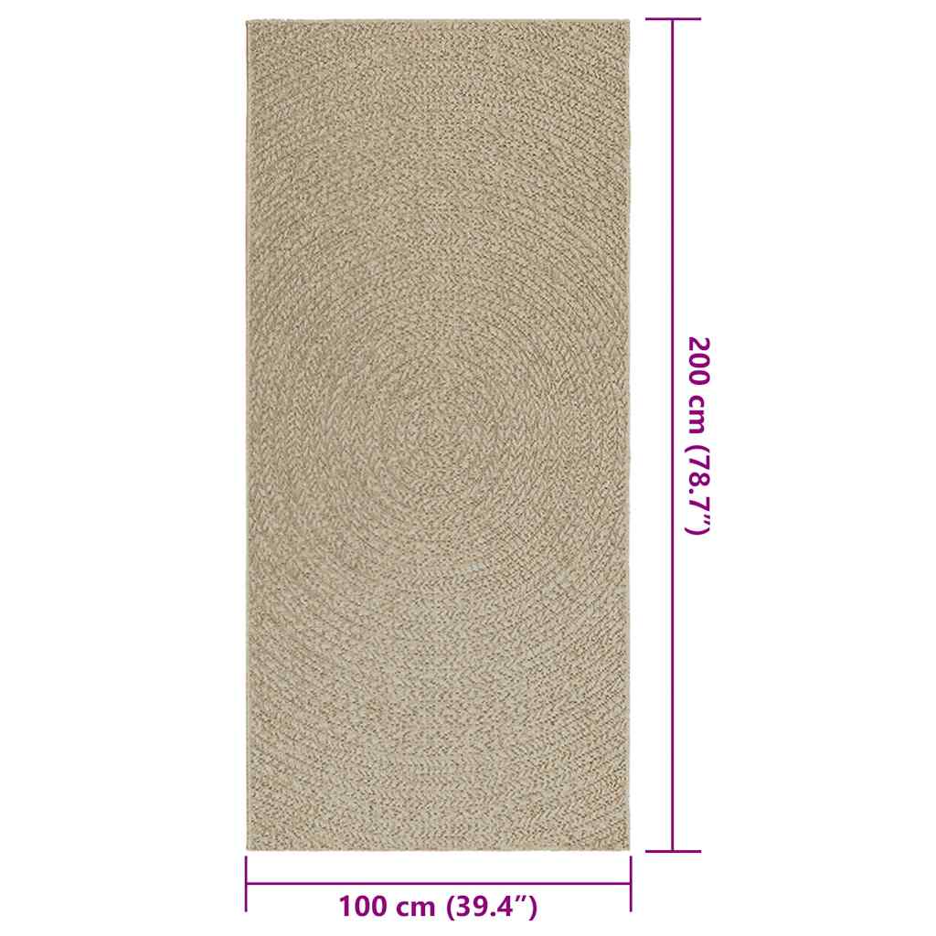 Vloerkleed ZIZUR beige binnen en buiten 100x200 cm jute look