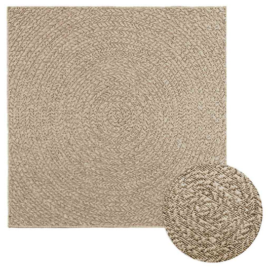 Vloerkleed ZIZUR beige binnen en buiten 120x120 cm jute look