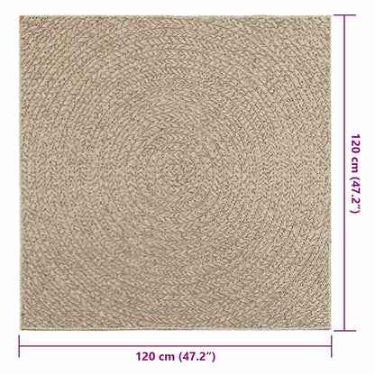 Vloerkleed ZIZUR beige binnen en buiten 120x120 cm jute look