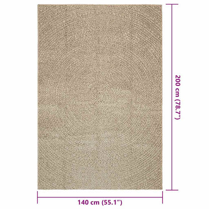 Vloerkleed ZIZUR beige binnen en buiten 140x200 cm jute look