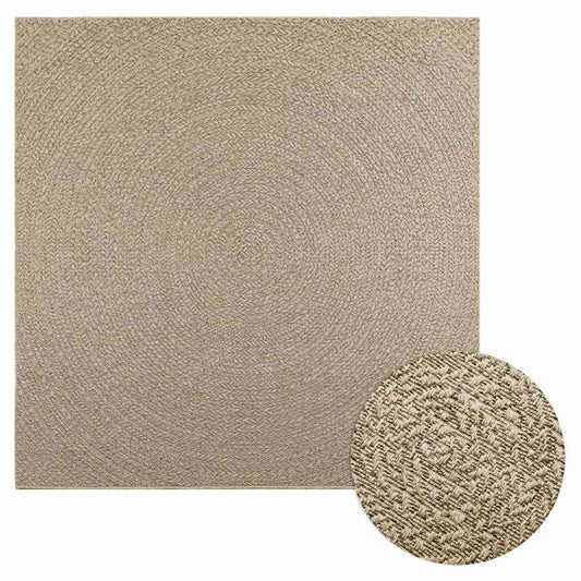 Vloerkleed ZIZUR beige binnen en buiten 200x200 cm jute look