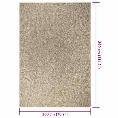 Vloerkleed ZIZUR beige binnen en buiten 200x290 cm jute look