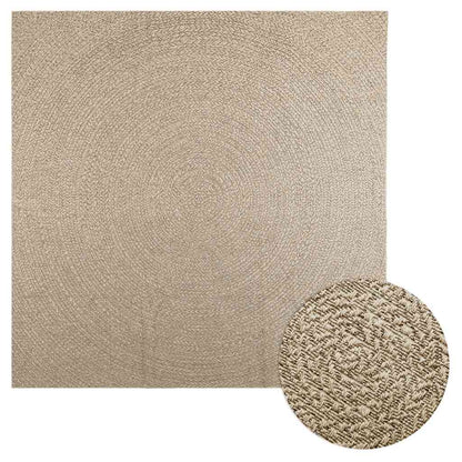 Vloerkleed ZIZUR beige binnen en buiten 240x240 cm jute look