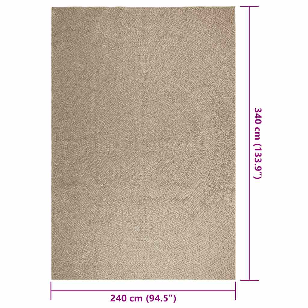 Vloerkleed ZIZUR beige binnen en buiten 240x340 cm jute look