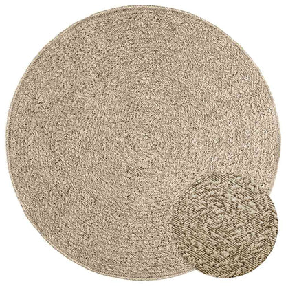 Vloerkleed ZIZUR beige binnen en buiten Ø 120 cm jute look