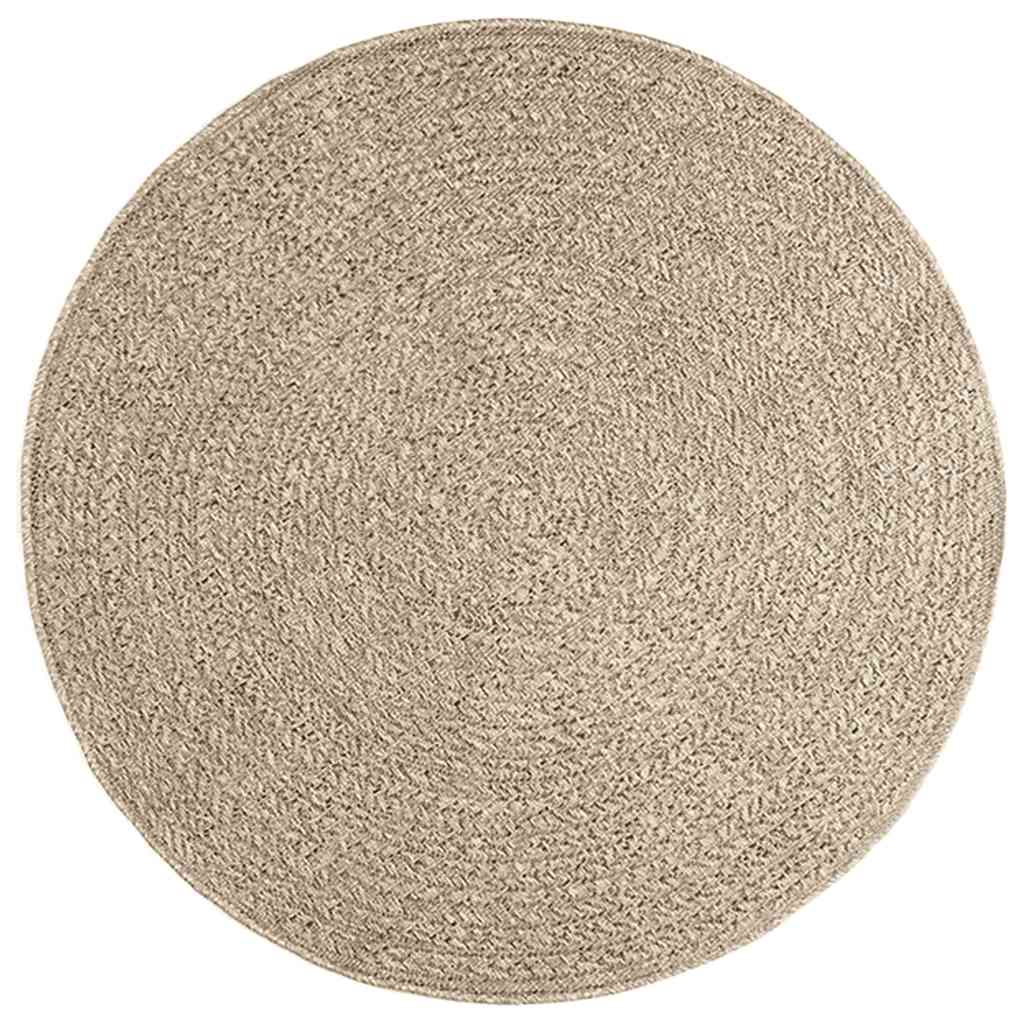 Vloerkleed ZIZUR beige binnen en buiten Ø 120 cm jute look